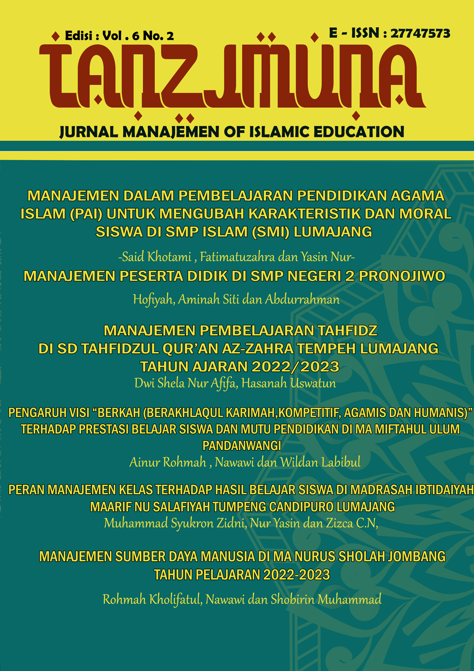 					View Vol. 6 No. 2 (2024): JURNAL MANAJEMEN PENDIDIKAN ISLAM 
				